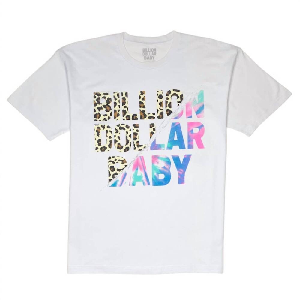 NEW BILLION DOLLAR BABY men's lepard tie dye t-shirt in white